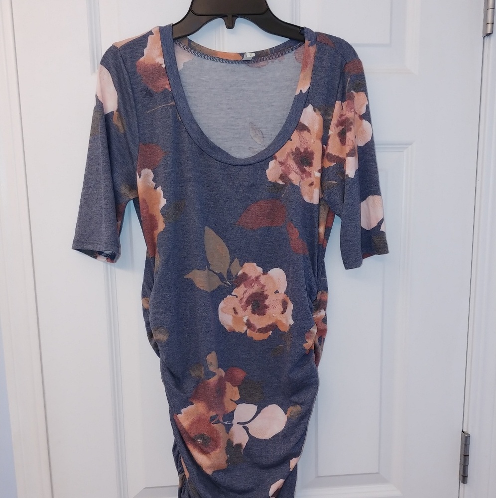 Women's rouched maternity dress floral